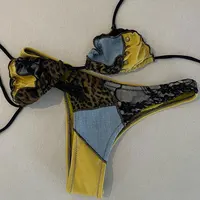 Patchwork Swimsuit Print Bikini Swimwear Swimsuit Women Separates Bead Swimwear Two Piece Side Straps Swimsuit Bathing Suit 4