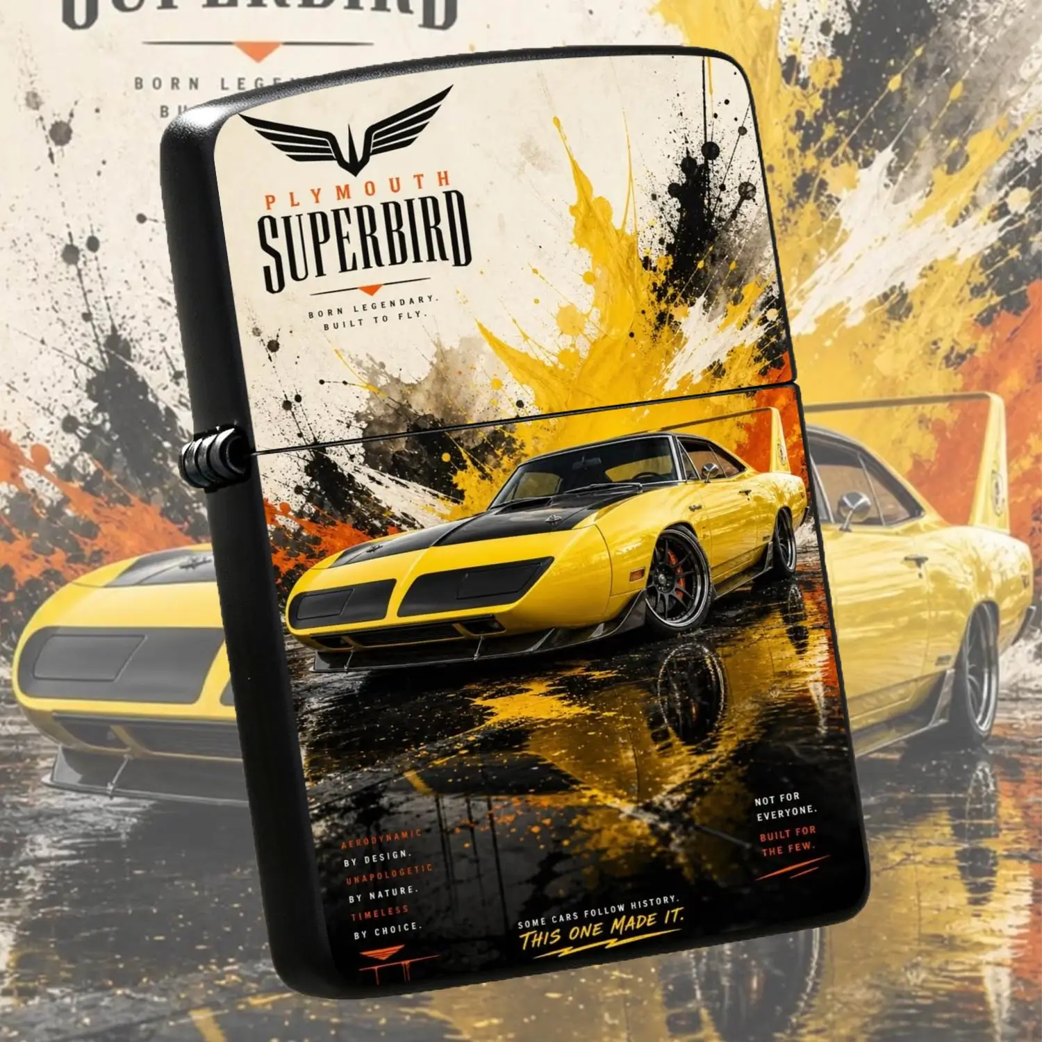 Vintage Plymouth Superbird Themed Lighter Classic American Muscle Car Art Print Portable Igniter Multi-scene Practical Accessory For Car Enthusiasts Ideal Daily Use Outdoor Gift  A Humorous And Interesting Lighter