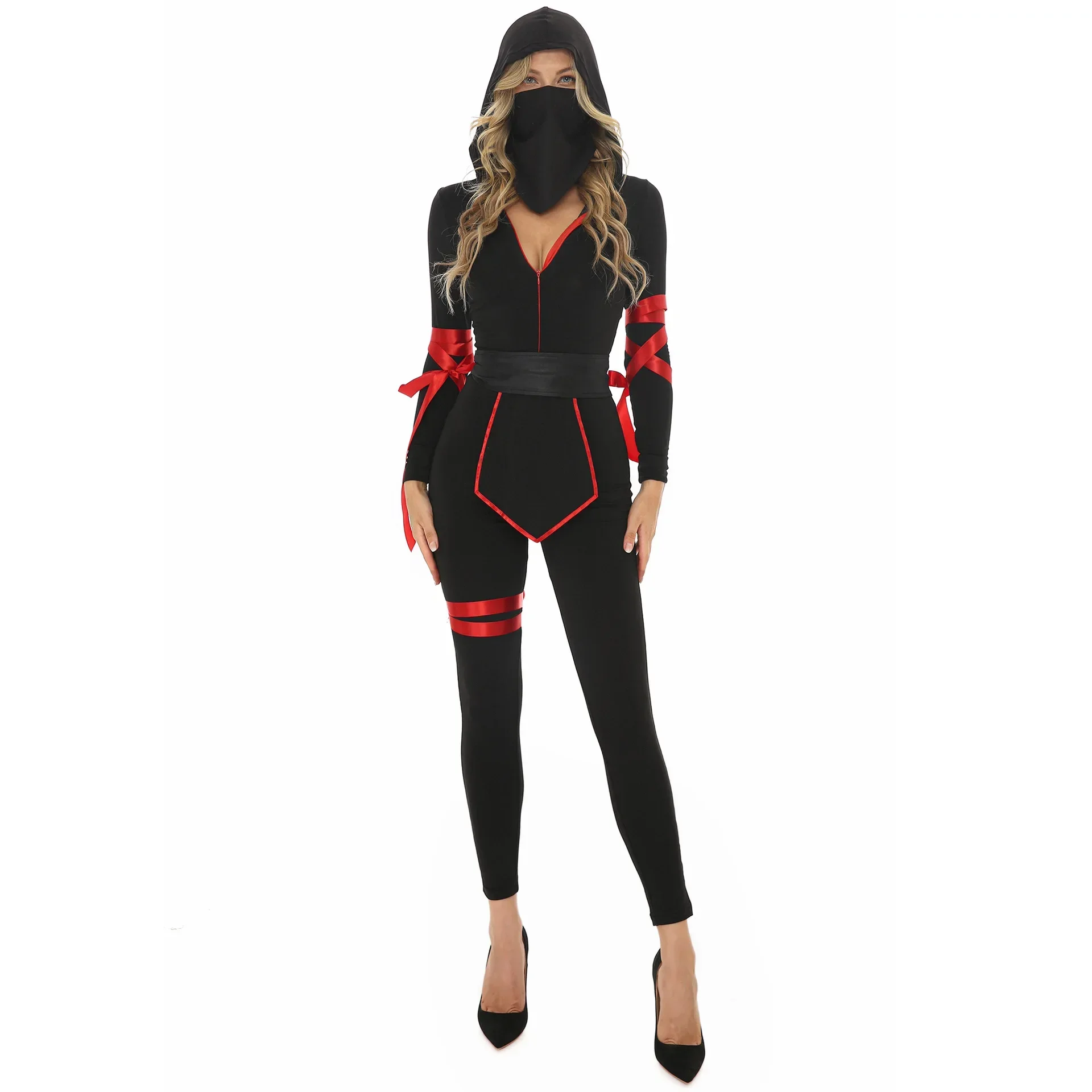 Halloween Costumes for Women Men Ninja Costume Adult Anime Warrior Cosplay Carnival Party Fancy Dress Up image 4