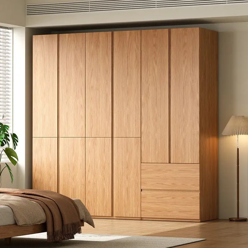 Oak Solid Wood Wardrobe Household Bedroom Segmented Wardrobe Children's One-door To Top Cabinet Simple Hanging Clothes