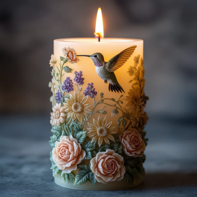 

【Spring Flower Language】Hummingbird and Rose Relief Candle Mold Multi-Layered Three-Dimensional Petal Silicone Making Tool Handmade DIY Aromatherapy Plaster Shaper
