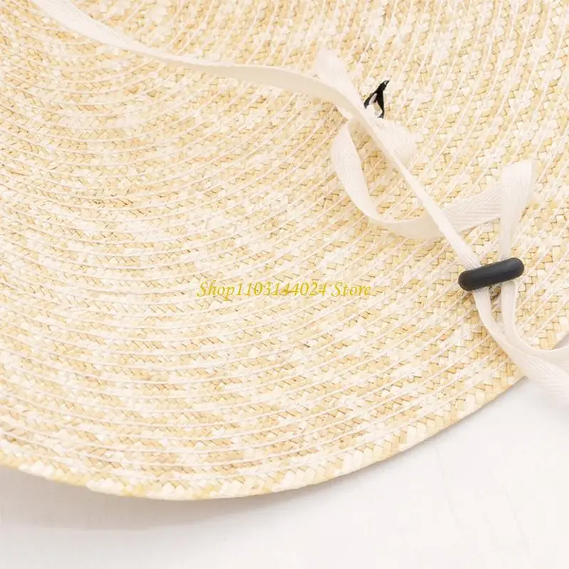 

N5KE Halloween Cosplay Wheat Straw Hat for Sun for Protection Hat for Creative with Windproof Rope for Farmer Kids Adults