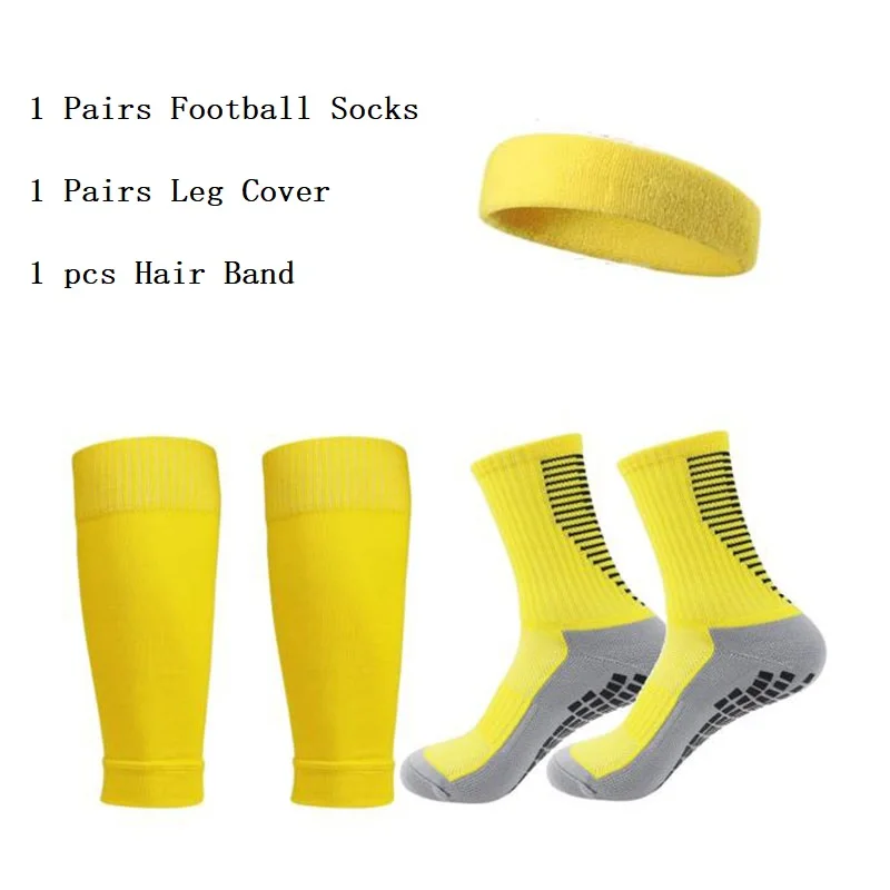 

Men Women Soccer Socks Anti-slip Football Leg Cover Leg Guards Basketball Tennis Sweatband Headband Sport Yoga Hairband 3PCS Set