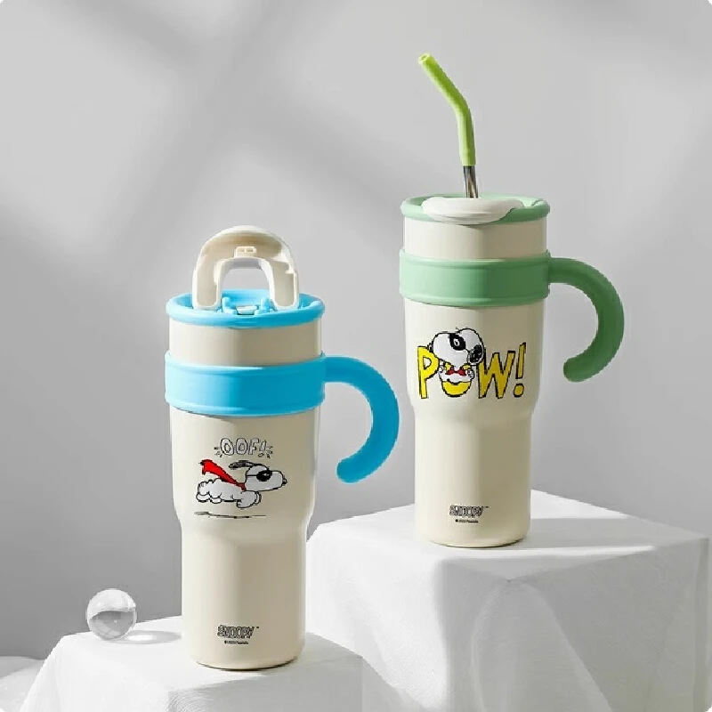 

Cute Cartoon Anime Peripheral Snoopy Doll Model Giant Capacity Stainless Steel Insulated Cup Cartoon Creative Straw Water Cup