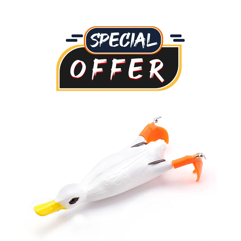 GOBASS Special Offer Limited 110mm 22g Topwater Bass Flipper Ducking Soft Silicone Fishing Lures