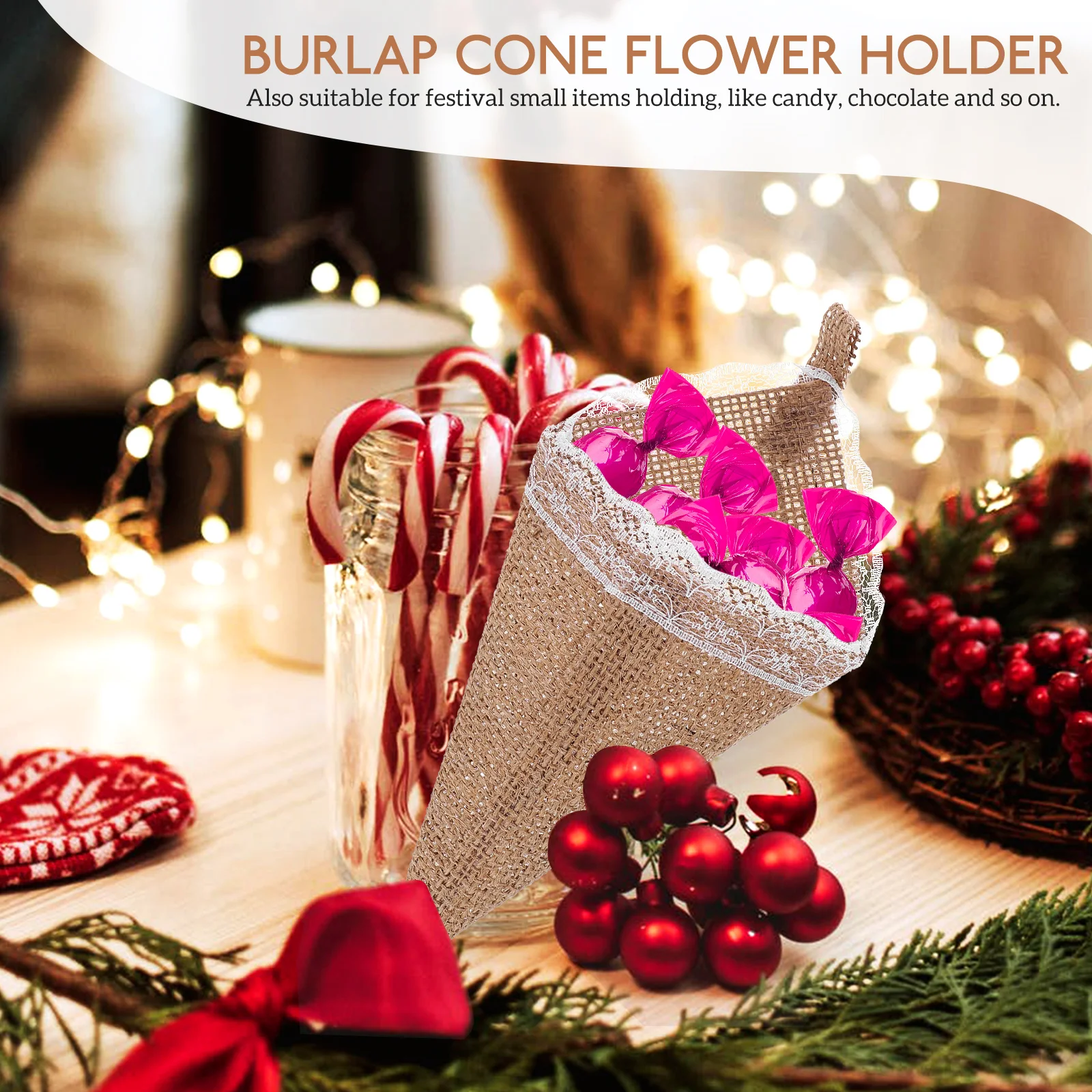 

Burlap Cone Pouches Premium Material Durable Wearproof Wedding Birthday Party Decor Candy Chocolate Holder Cones