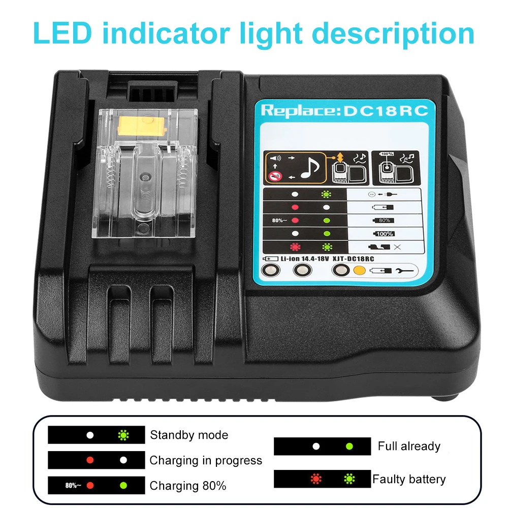 DC18RC Li-ion Battery 3A Charger for Makita 18V 14.4V BL1860B BL1815 BL1830 BL1840 BL1415 BL1430 BL1440 Power Tool Charger