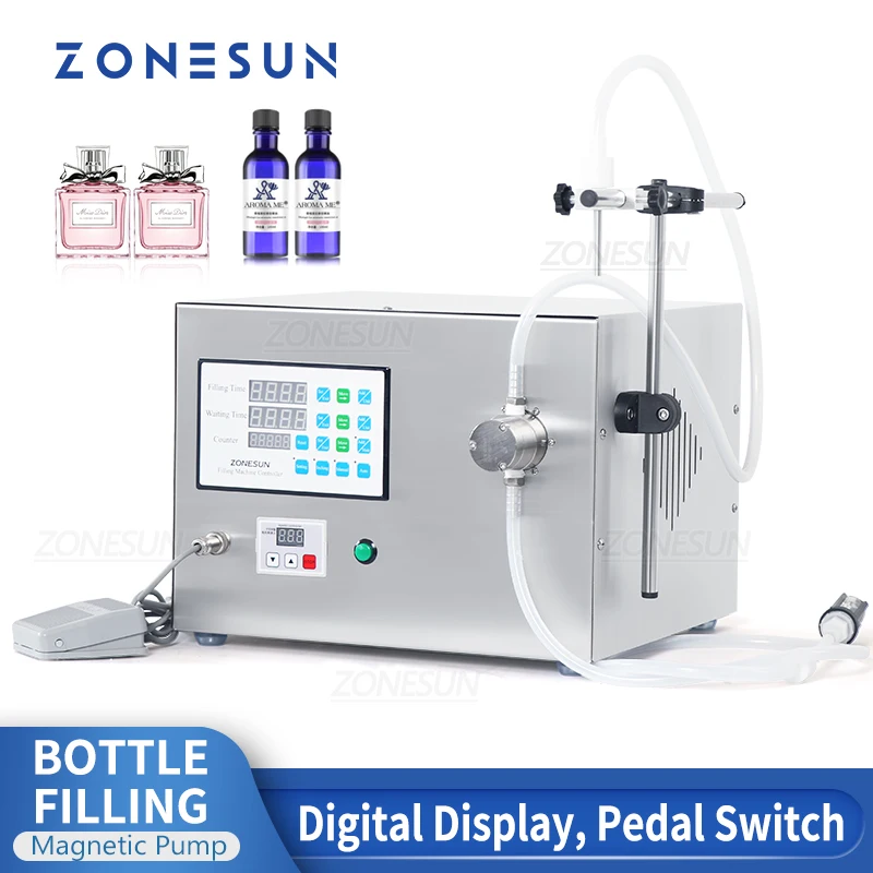 

ZONESUN Liquid Bottle Filling Machine Magnetic Pump Perfume Mineral Essential Oil Water Beverage Packing Machinery ZS-YTMP1S