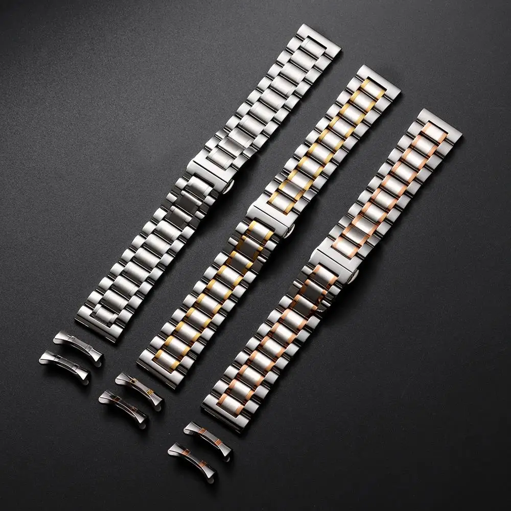 Edelstahl-Uhrenarmband mit gebogenem Ende, 12/13/14/15/16/17/18/19/20/21/22/23/24 mm, Schmetterlingsverschluss, massives Metall-Universalarmband – Detail 9