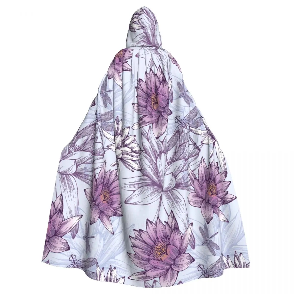 

Water Lilies And Dragonflies Hooded Cloak Polyester Unisex Witch Cape Costume Accessory