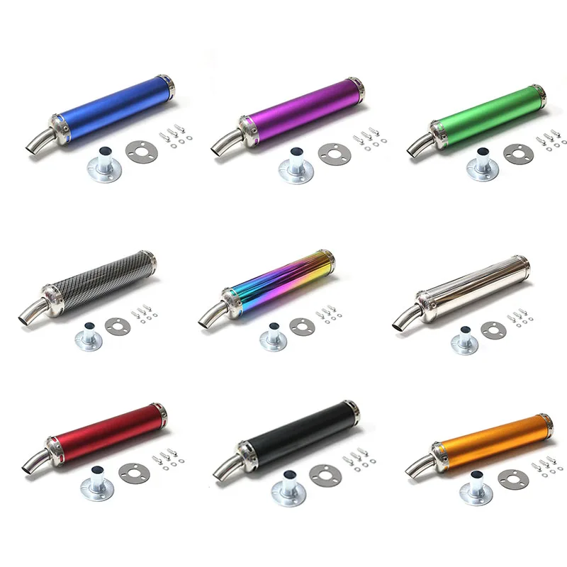 For 2Stoke Muffler 60x280mm Long Eleven Colors Universal Metal Motorcycle Racing Exhaust Pipe Muffler Escape For 50cc-240cc