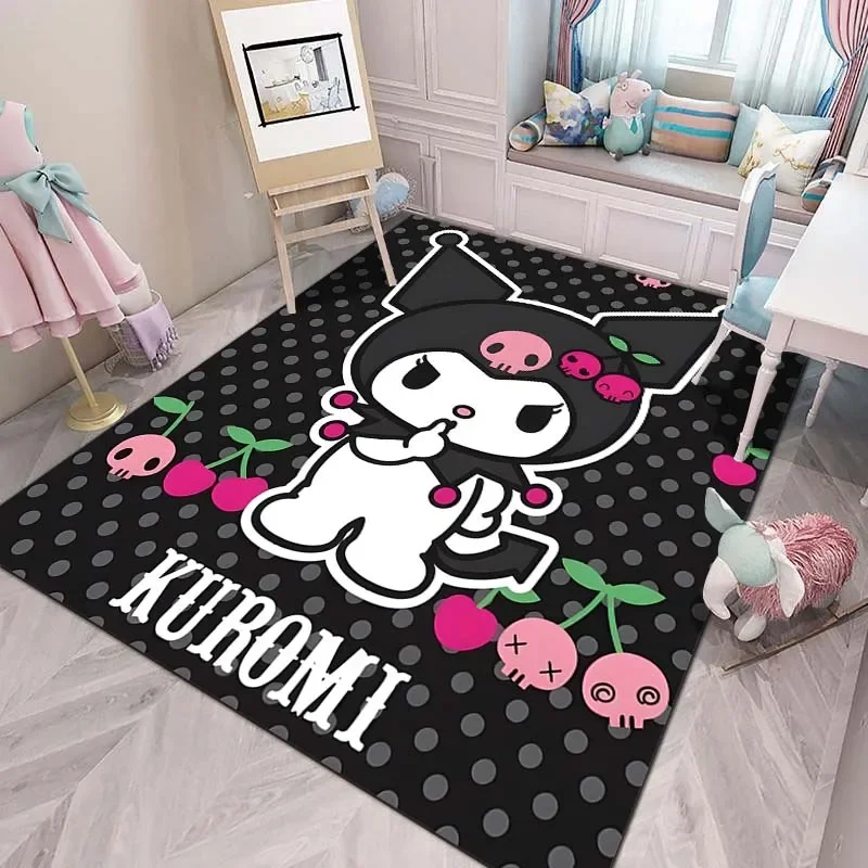 Sanrio Kuromi Print Cartoon Carpet Rug for Home Living Room Bedroom Girl Room Decor Non-slip Floor Mat Play Area Rug HolidayGift