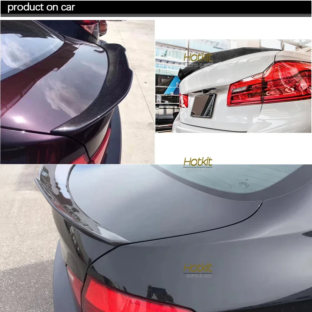 3*3 High-kick Carbon Fiber Rear Trunk Spoiler Car Wing for BMW F10 5 Series 2010 - 2016 & M5, Fitment Guaranteed