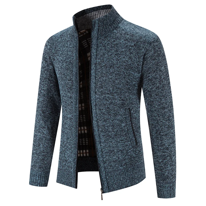 Men\'s Knit Jacket Super Soft Sweater Cadigan Zipper Up Winter Thickened Warm Jumper Smart Casual Clothing Homme Cold Overcoat