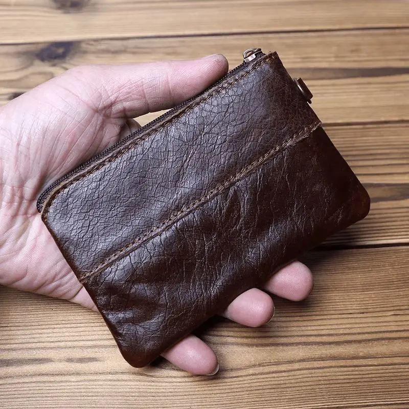 Leather Coins, Suitable For Men, Women, Mini Zipper Wallets, Small Purses, Female Purses, First Layer Cowhide Male Cardhold