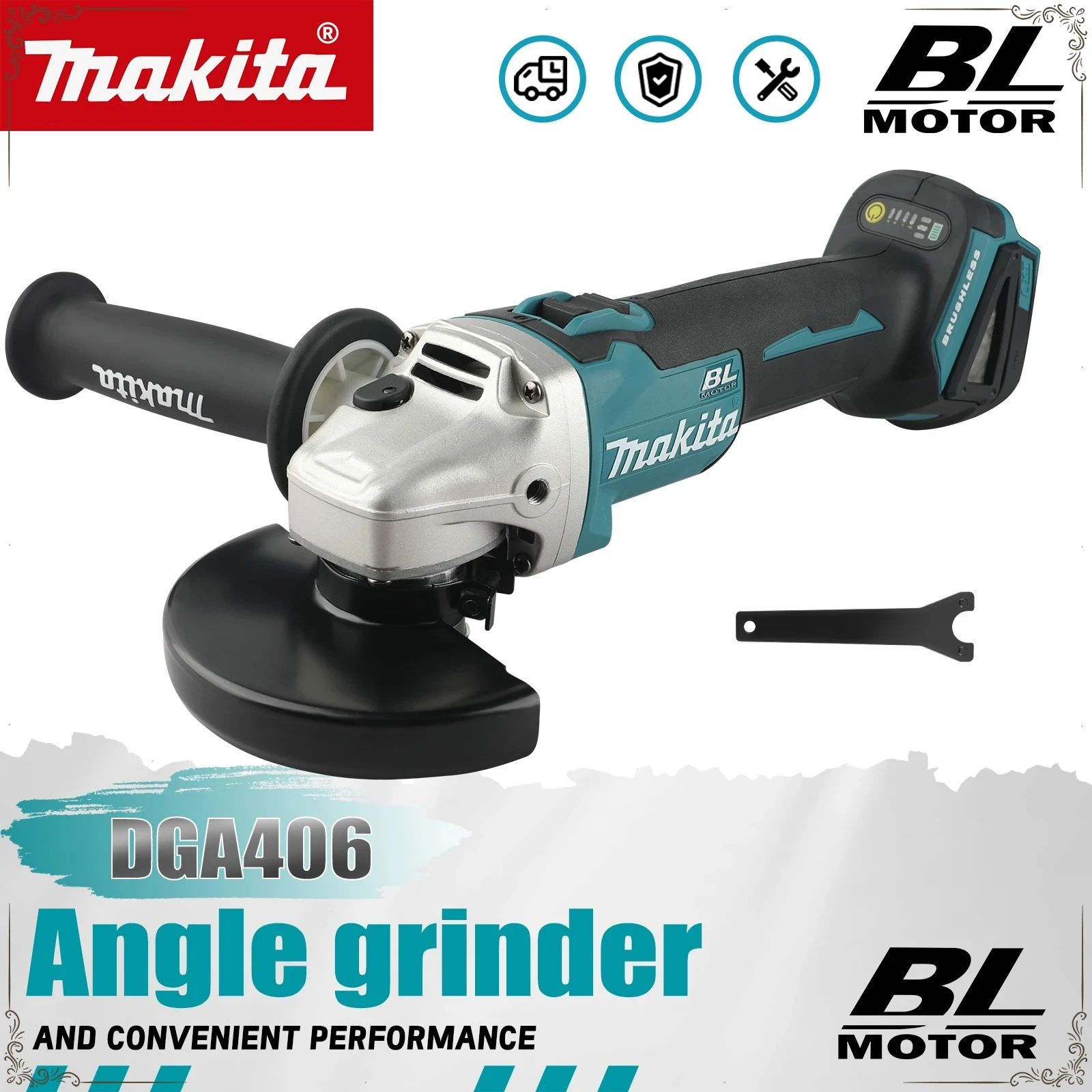 

Аккумуляторная угловая шлифмашина Makita DGA404, 100 мм, для металла и дерева, электроинструмент для шлифовки, полировки и резки