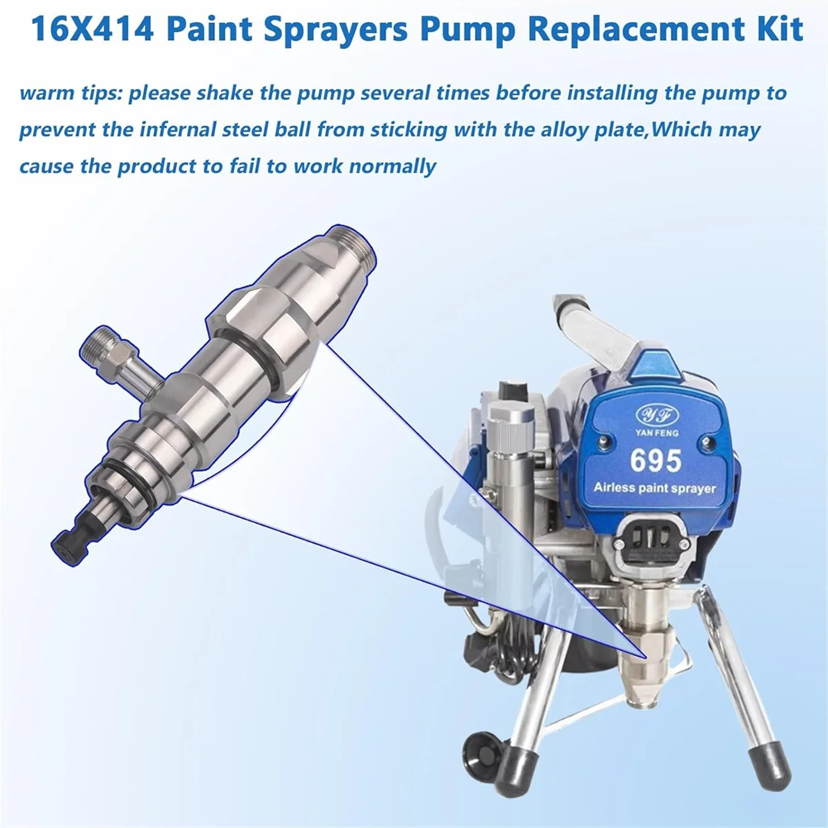 

AA98 16x414 Airless PaintSprayer Pump,Airless Pump Compatible with 695 PC Pro 795 PC 3900 PC Pro,Perfect Replacement Part