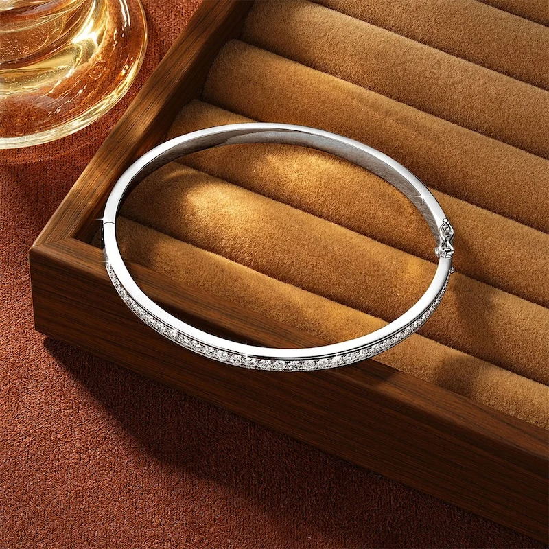 Rrjzz Exquisites einreihiges 2,3 mm D-Farbe Moissanit-Armband mit Kanalset, 58 mm Innendurchmesser, Armreif für Damen, Schmuckgeschenke – Detail 7