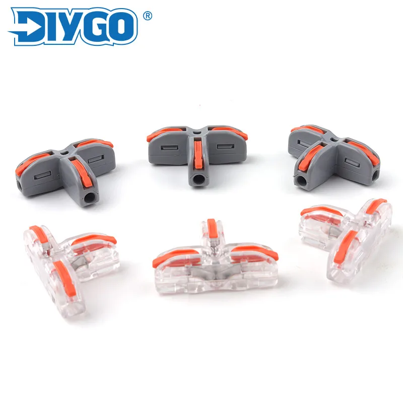 

10PCS T-Type Universal Compact 2 Ways Electrical Cable Quick Connection Home Junction Box Wire Connector Push-in Terminal Block
