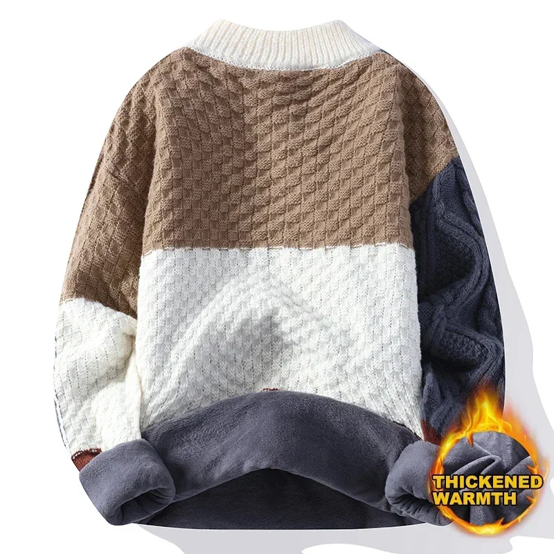 Sweater pria, musim dingin 2024 baru Sweater setengah Turtleneck remaja tebal kerah sedang Bawah Sweater rajut pria pasang longgar