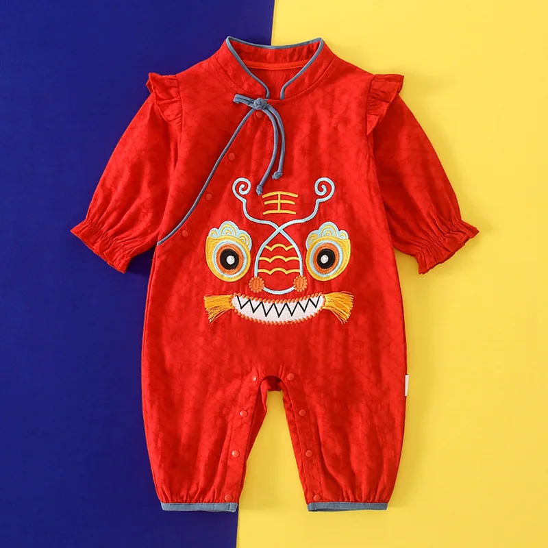 

Детская одежда для девочек с длинным рукавом, новая коллекция к Году Тигра, для малышей от 1 года, хлопковая, утепленная, осенняя коллекция