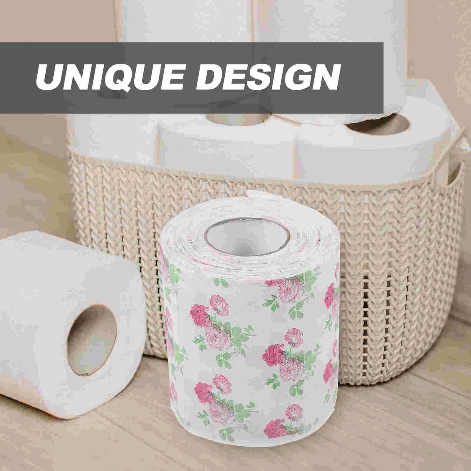 2 Rolls Colored Toilet Paper Bathroom Accessory Printed Towel Flowers Tissues Wood Pulp Decorative