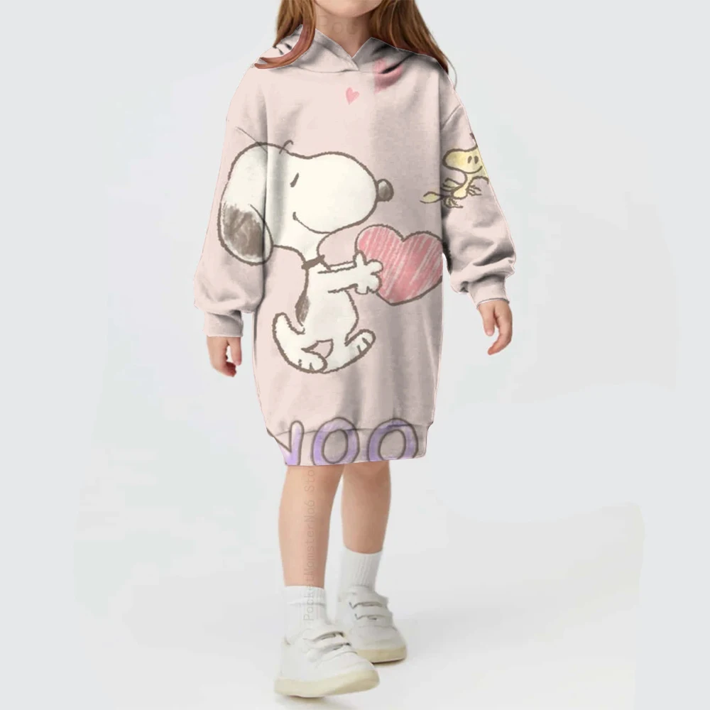 Children\'s Cartoon Splicing Disney Snoopy Printed Hoodies Autumn and Winter Girls Long Sleeves Cute Fashion Girls Hoodies