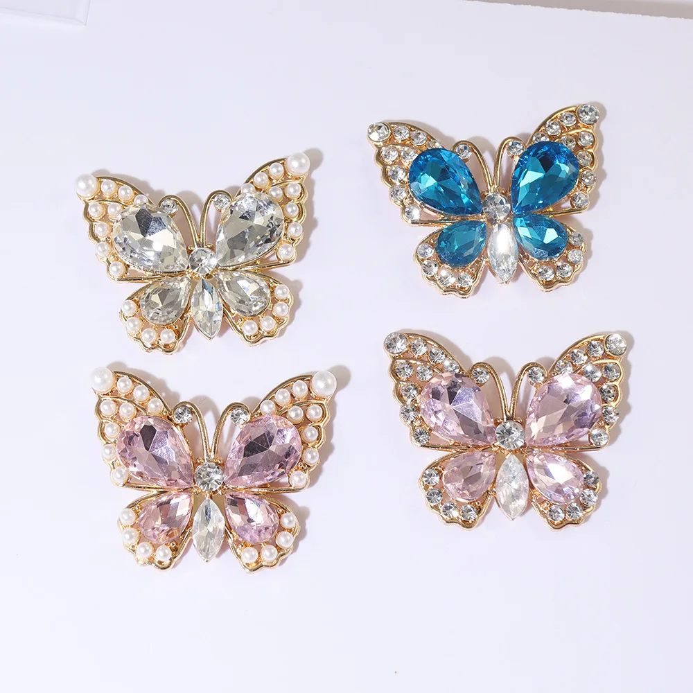 New 5Pcs Crystal Butterfly for Earrings Bracelet Necklace Pendant DIY Jewelry Making High Quality Charms Supply