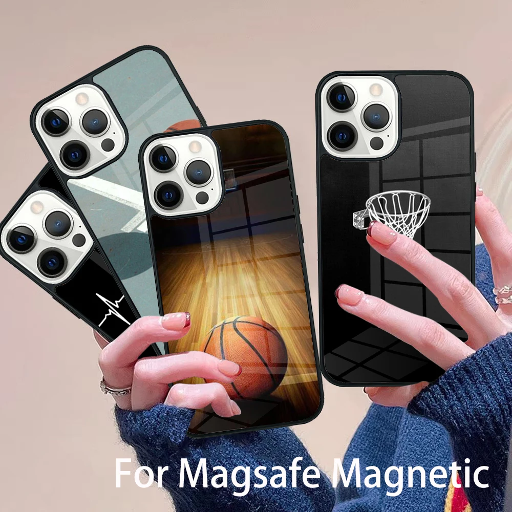 

basketball sports design Phone Case Magesafe Magnetic Wireless Charge Cover For IPhone 16 11 12 13 14 15 Pro Max Plus Mini