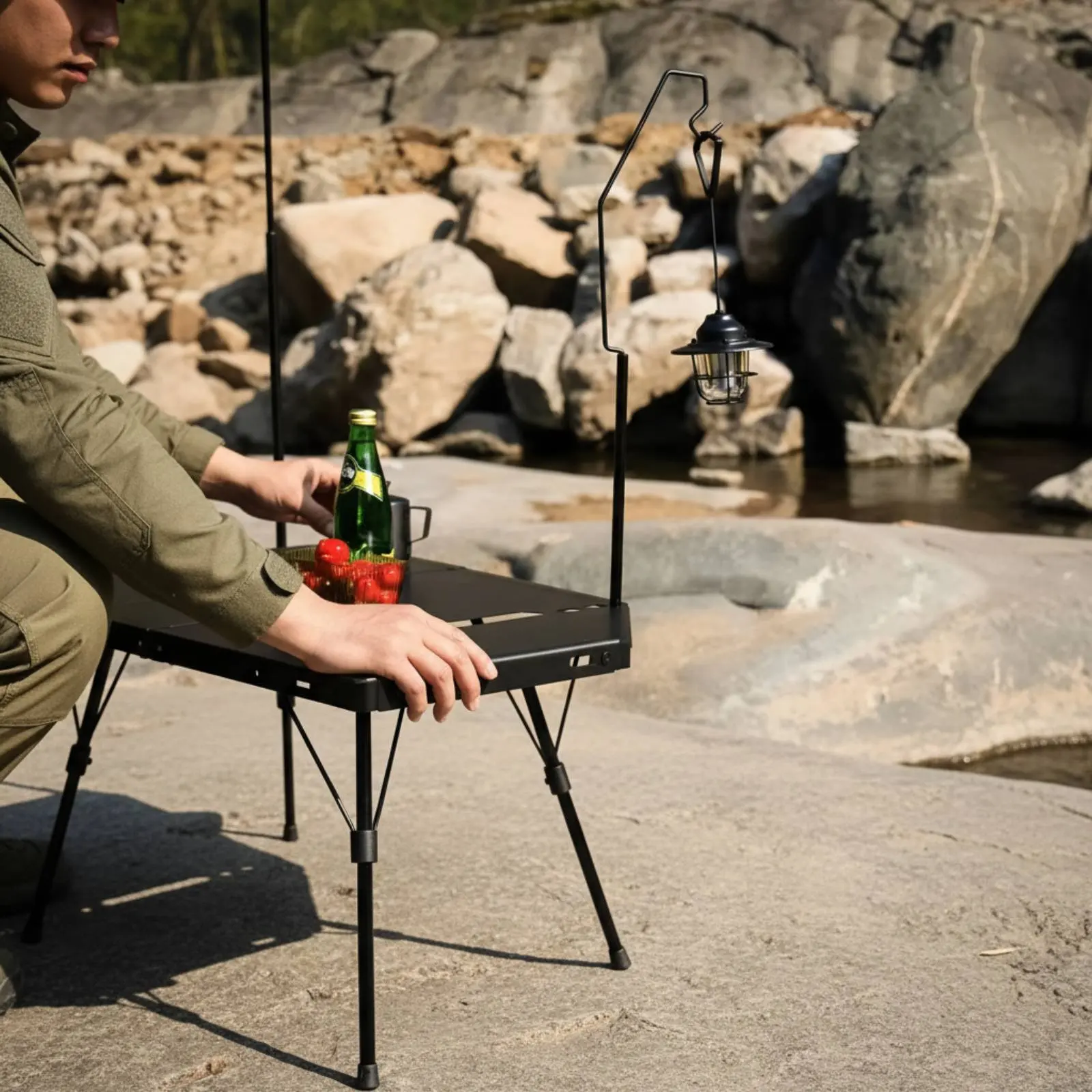 Table Clamp Lantern Hanger Detachable Portable Camping Lamp Stand Desk Mount Lamp Pole Long-Lasting Carbon Steel Outdoor Gear