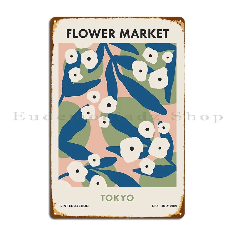 Flower Market Tokyo Metal Plaque Poster Vintage Club Design Garage Personalized Tin Sign Poster