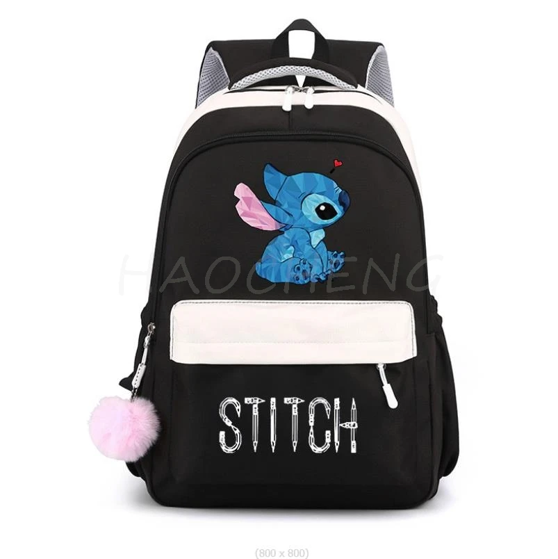 Fashion MINISO Disney Stitch Cute Cartoon Backpack Teenager Kids Fashion Female Student School Bag Waterproof Knapsack Mochila