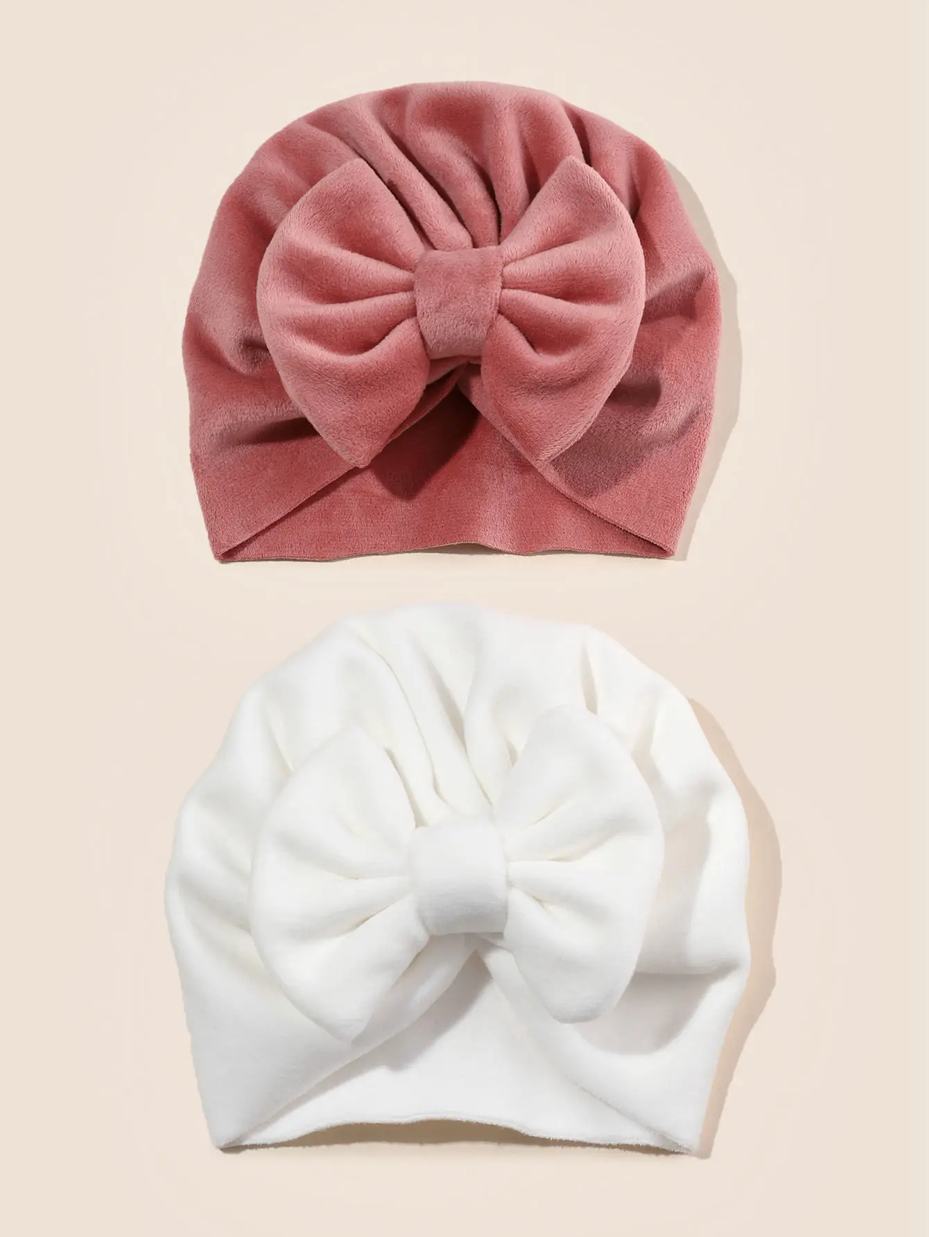 2pcs Baby Winter Bow Beanies Caps Bow Hat Girl Turban Head Wraps for Kids Girl beanies H133