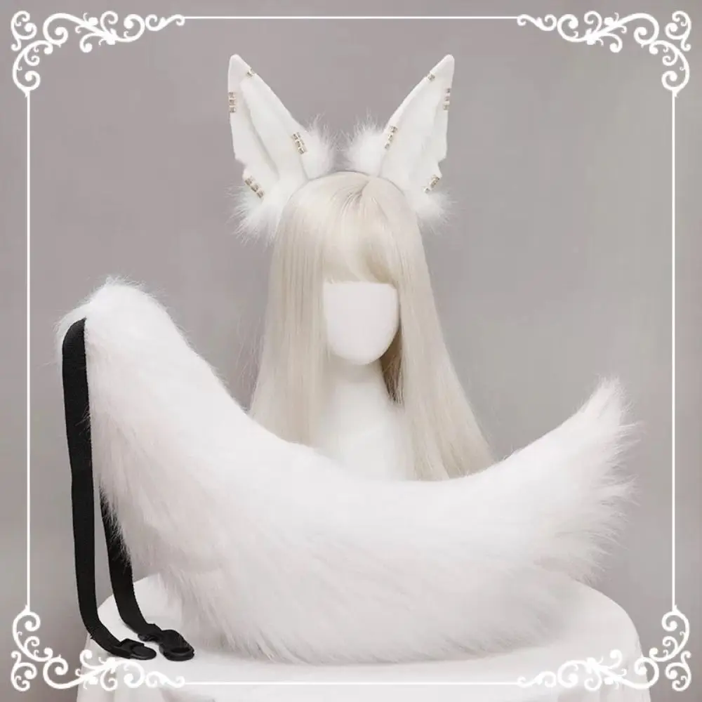 Regalo peluche orecchie di lupo copricapo orecchie di animali pelosi fascia per capelli accessori Cosplay Costume Lolita fascia per capelli festa di Halloween