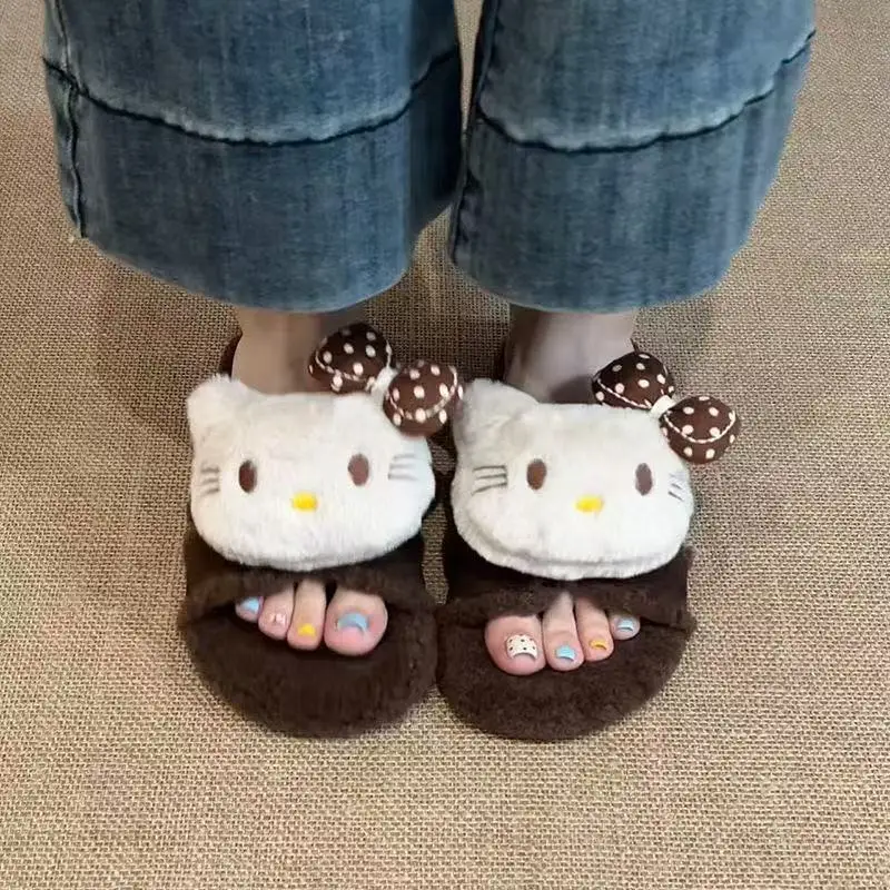 Kawaii مرحبا كيتي لطيف الكرتون غامض النعال الفتيات 2025 خريف شتاء جديد وصول تنوعا لباس غير رسمي المنزل في الهواء الطلق لطيف هدية #1