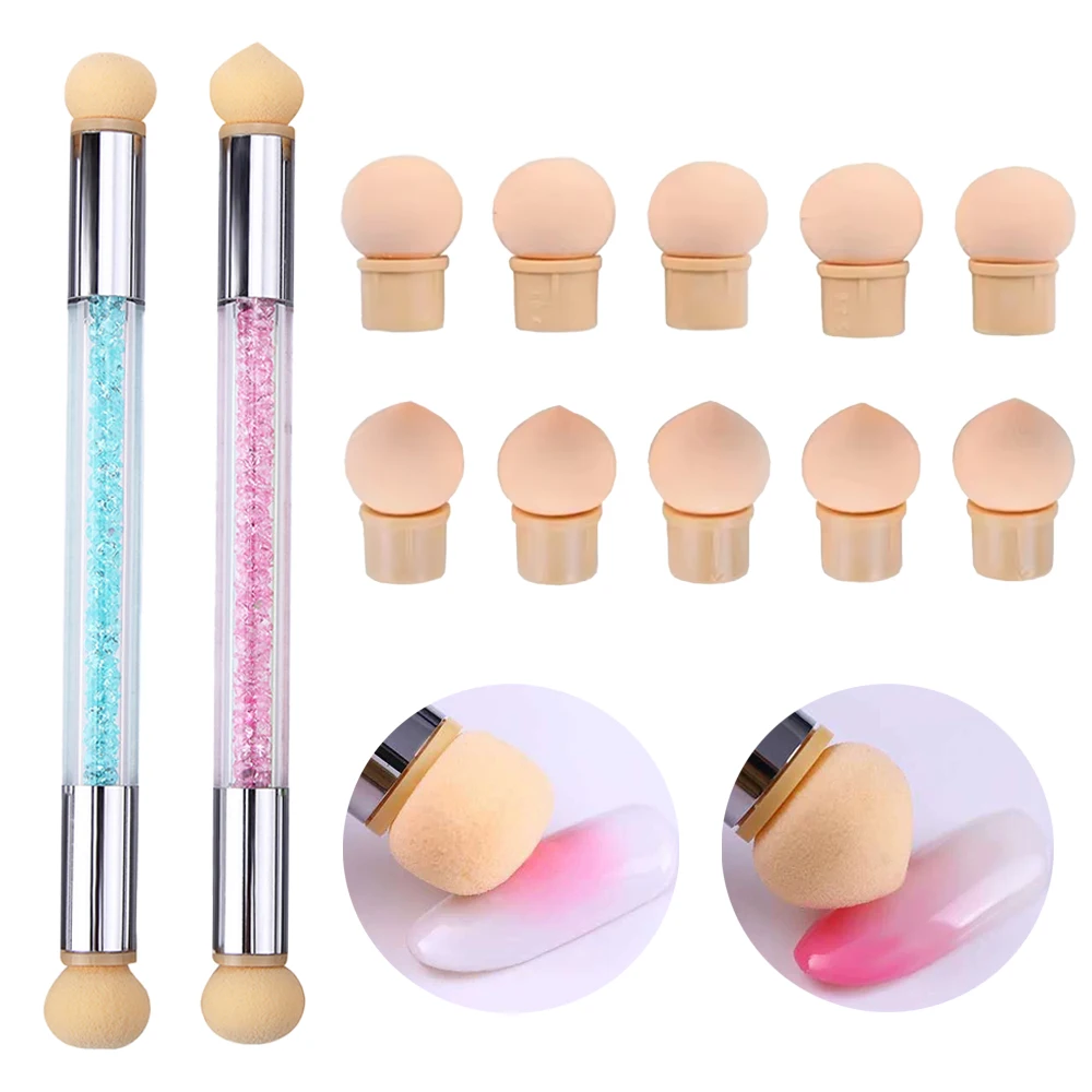 Mini Sponge Heads Replacement Nails Art Gel Polish Color Gradient Brush Glitter Powder Dotting Pen For Manicure Accessories Tool