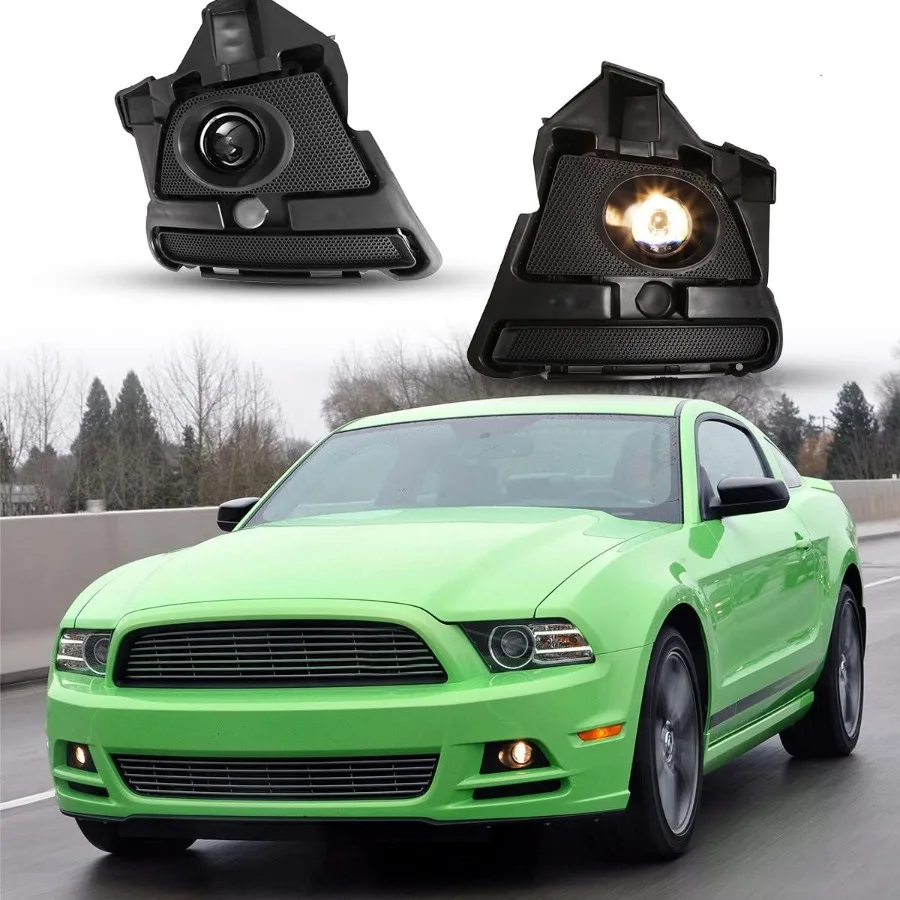 

Комплект противотуманных фар для Ford Mustang 2013-2014 годов с галогенными лампами и комплектом жгутов проводов, универсальный переключатель, черная рамка, прозрачная линза