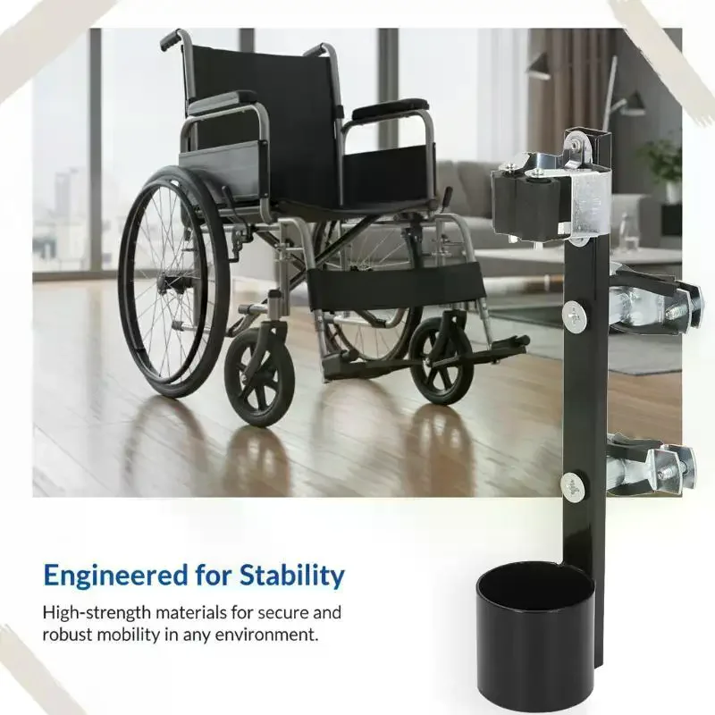 Portable Wheelchair Cane Holder Wear Resistant 1Pcs Mobility Scooter Accessory for Elderly Hiking Walking