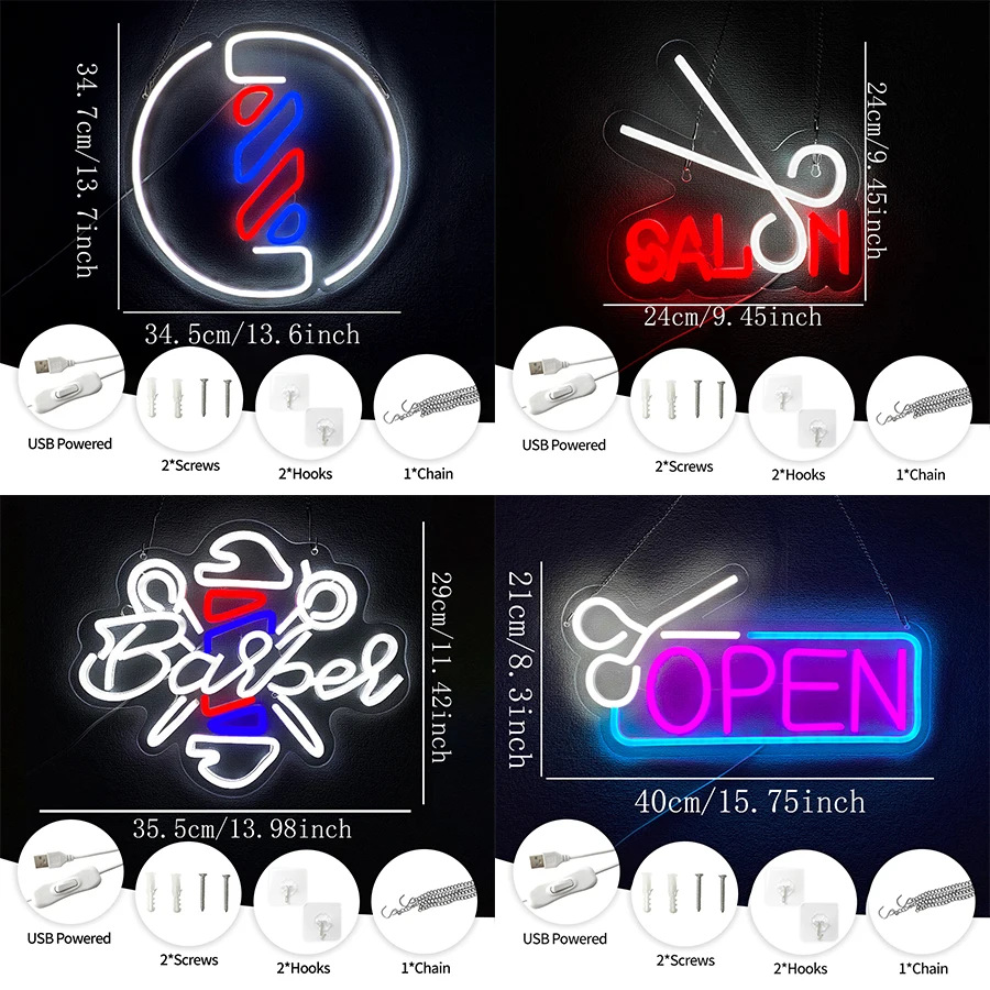 Неоновая вывеска серии парикмахерских, лучший подарок для парикмахеров, питание от USB, используется для делового декора салонов красоты и салонов