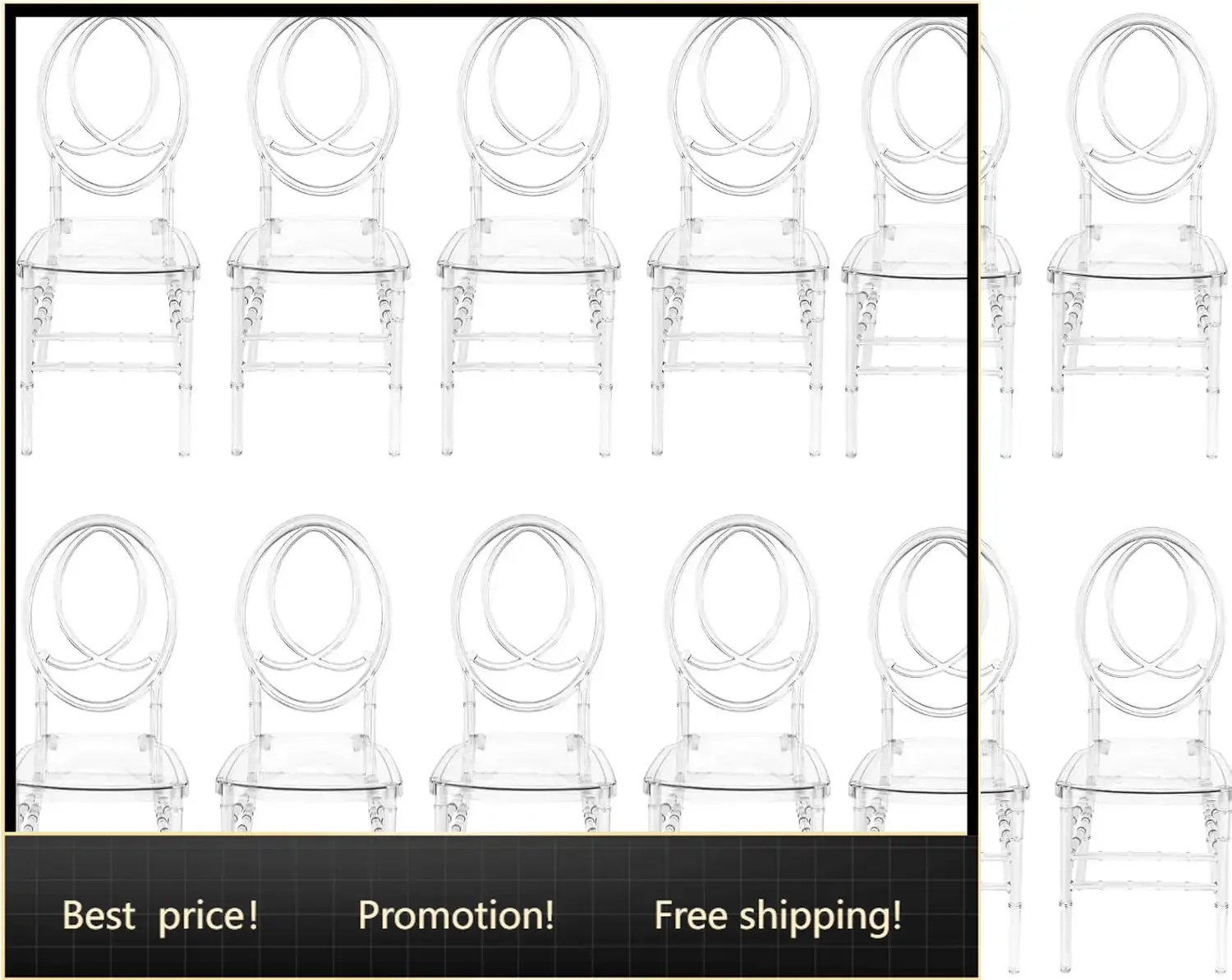 Set of 12 Clear Chiavari Chairs, Event Crystal Chairs Set, Accent Event Ghost Chairs for Wedding Party Event Reception (Style