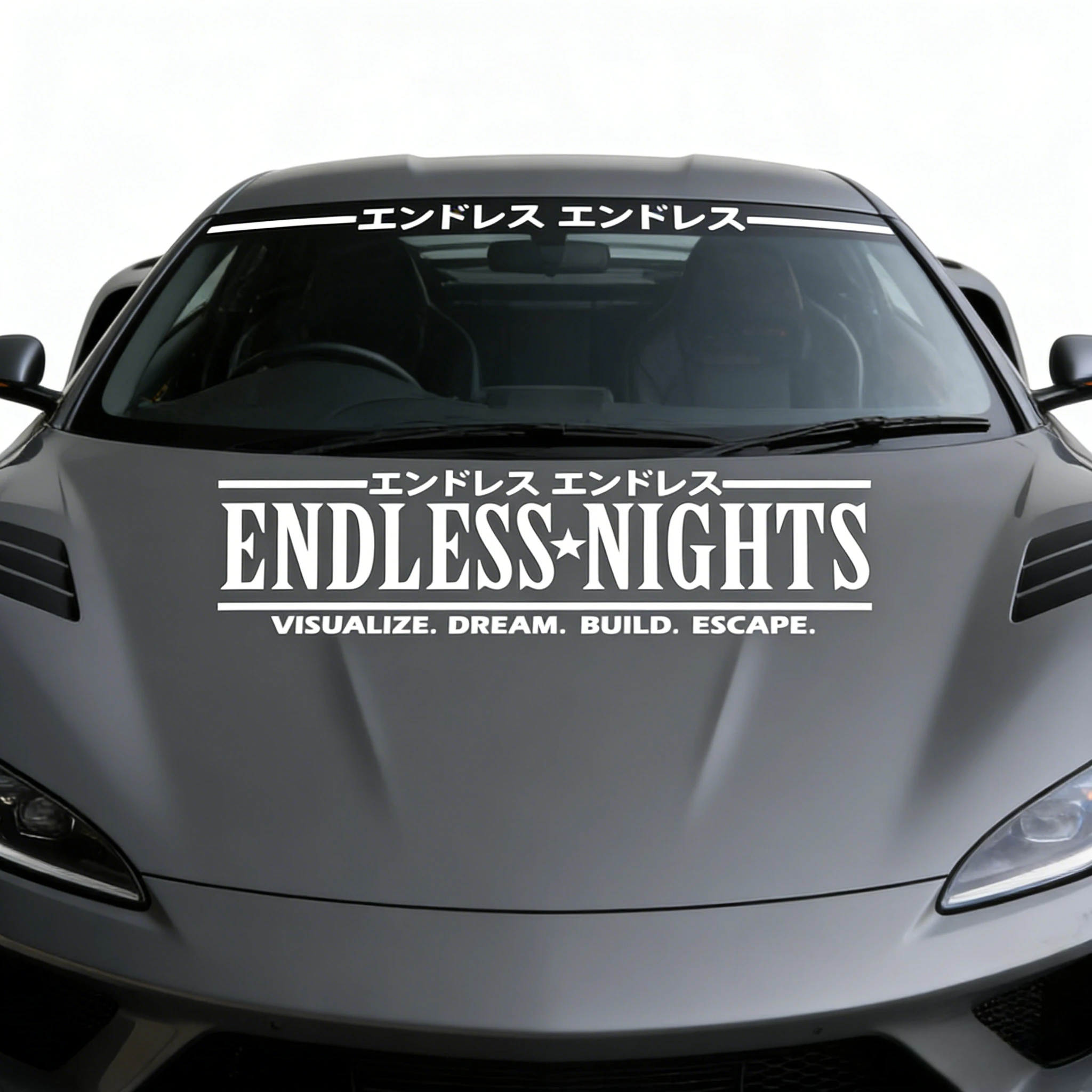 

JDM ENDLESS NIGHTS Car Sticker – Windshield Banner & Bumper Decal | Auto Body Modification Decor Accessories