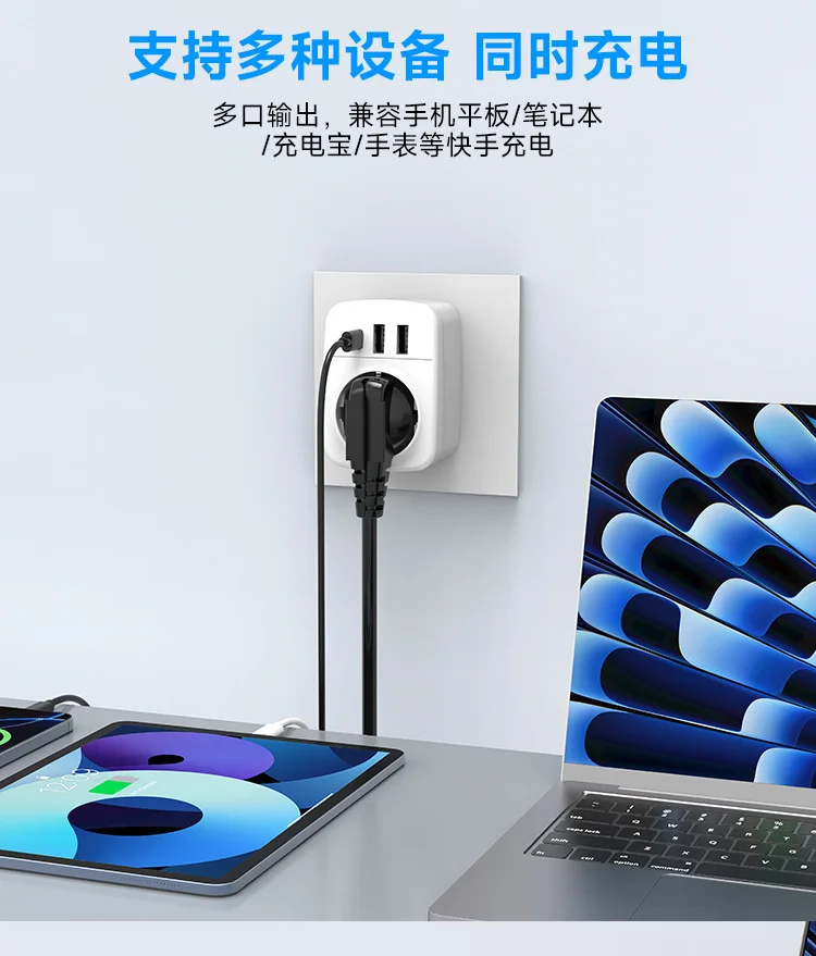 European to US UK Travel Plug Adapter , Grounded Type C/E/F to Type A/B/G Power Converter, Compatible with Europe to America