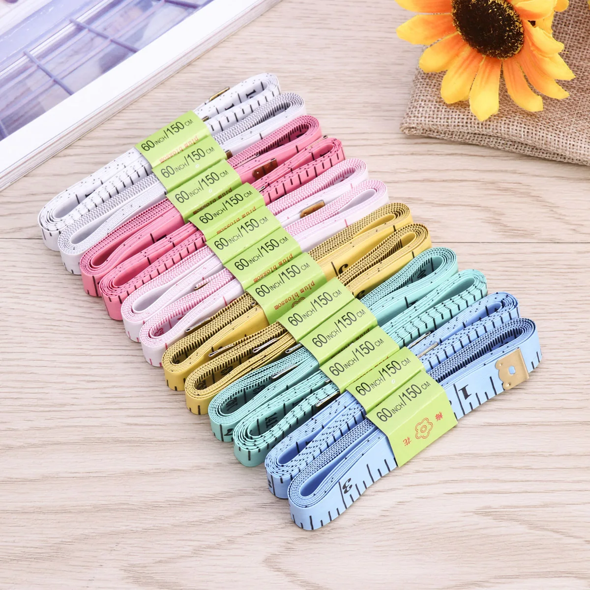 

12Pcs Measuring Tape Flexible Plastic Lightweight Durable Cloth Tape Tailor Sewing Tool for Measuring Flat Rounded Surfaces