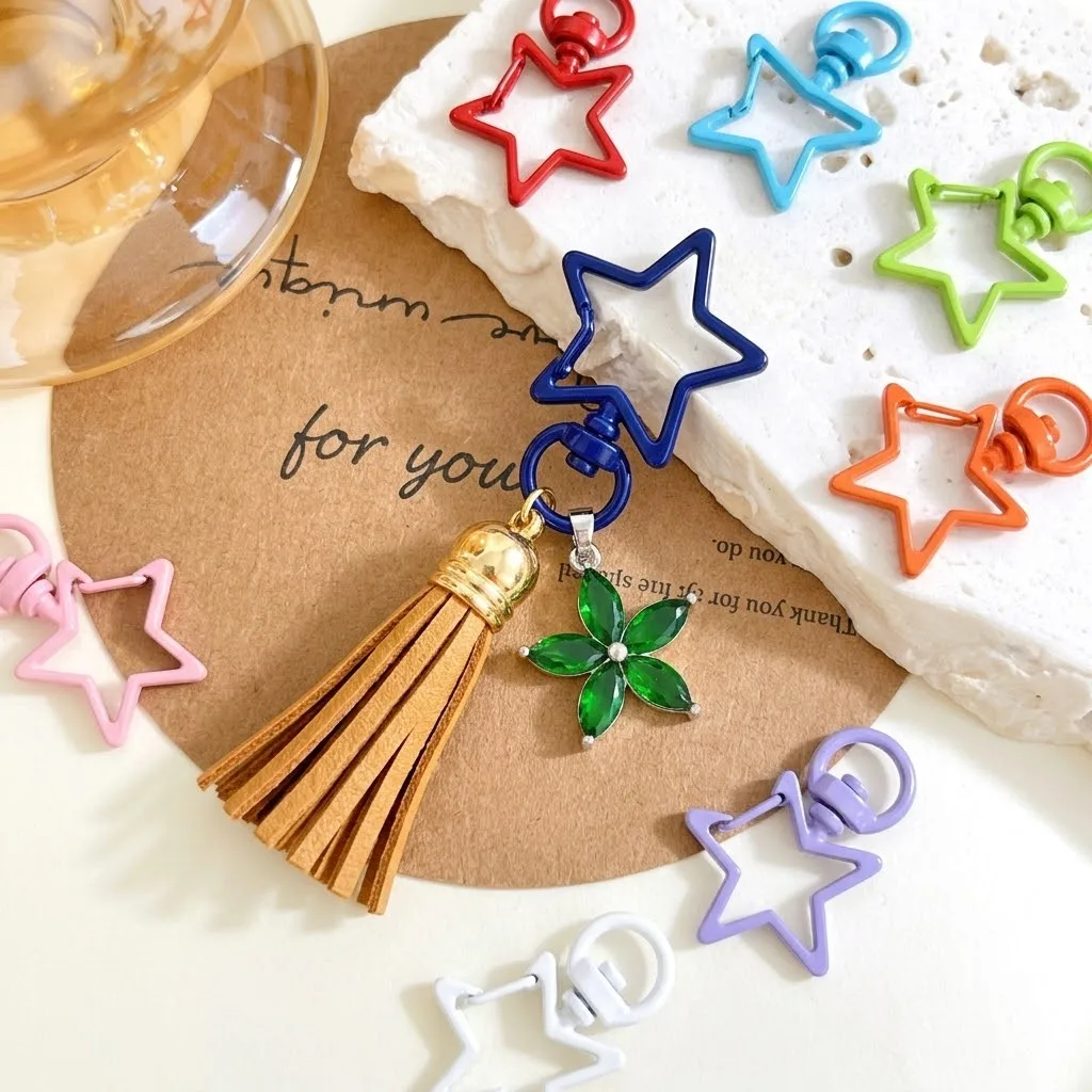 5 Stück Stern-Schnapphaken, Auslöseclips, Schnallen, Schlüsselanhänger, Haken für DIY-Halsketten, Schlüsselringverschlüsse, Schmuckherstellungszubehör – Detail 1