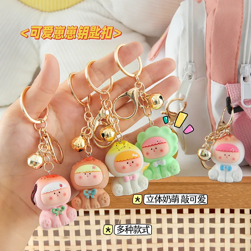 

1PCSSitting silk baby cute food play pair touch pendant key chain