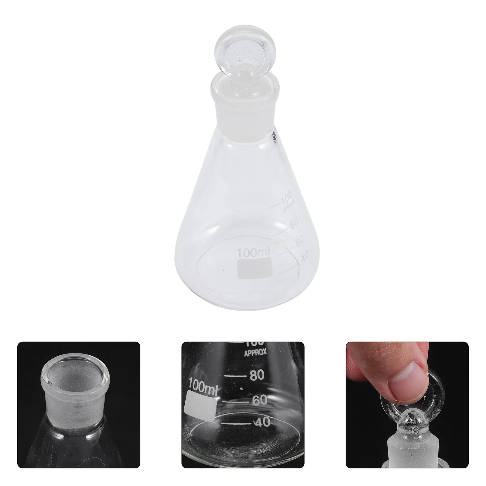 Fiole Erlenmeyer avec Bouchon, BiSantos Triangle, Fiole Conique, Collier de Chimie, Verre, Fournitures de Laboratoire, 150ml