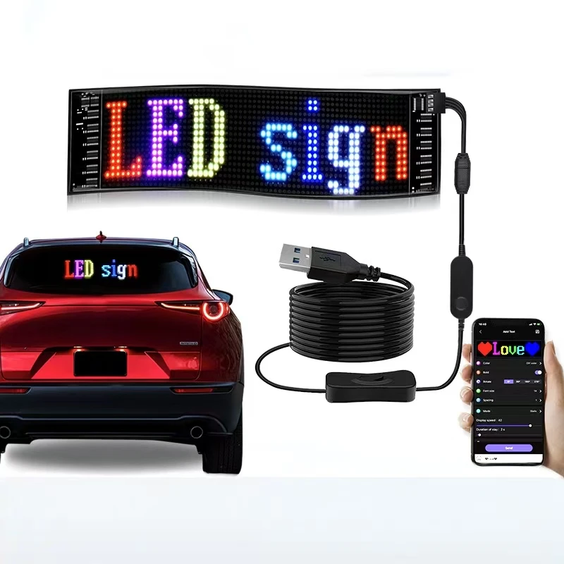 APP Control Truck Devil Eye LED Matrix Pixel Panel Graffiti Scrolling Text Soft Foldable Lighting Board Windshield Decor Display