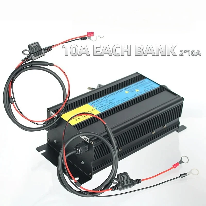 Smart Charger DC Bank 1 and Bank 2 12V 24V 36V 48V 60V Lead-acid AGM Battery for Marine Boat Starter and Deep-cycle Batteries