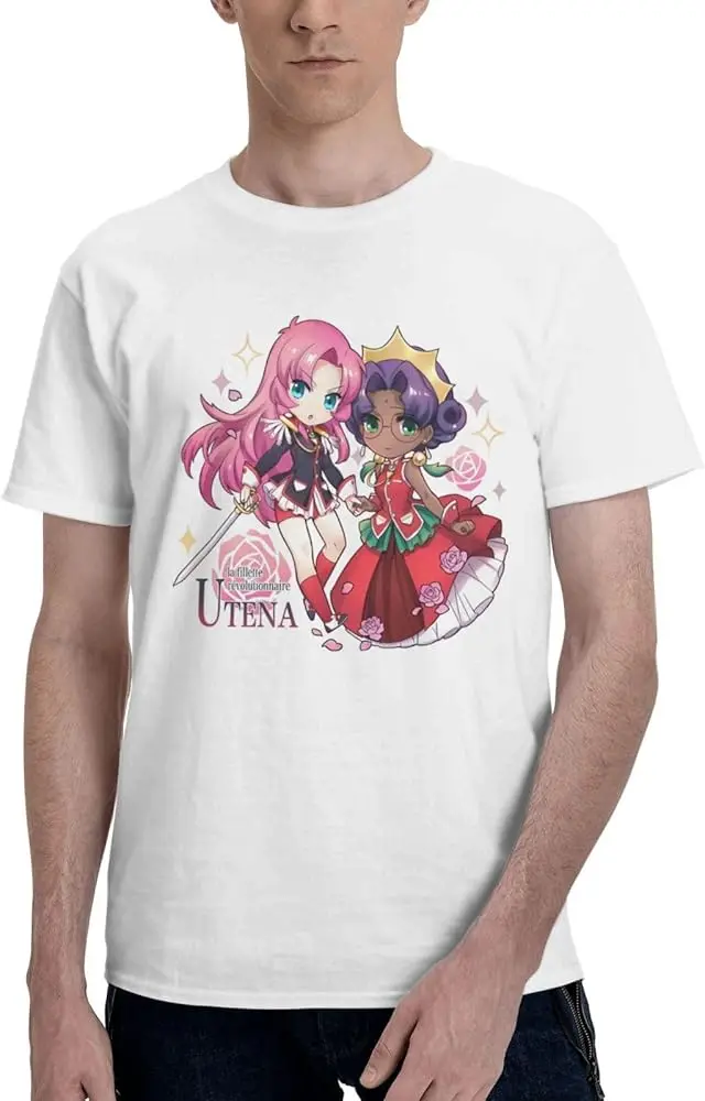 Anime T Shirts Revolutionary Girl Utena Boy's Summer Cotton Tee Crew Neck Short Sleeve Tees White