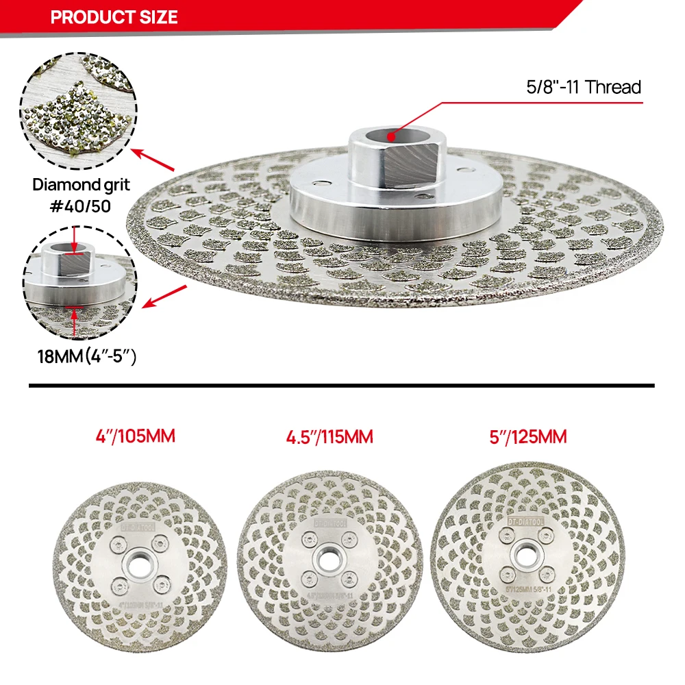 DT-DIATOOL Electroplated Diamond Grinding Wheel Cutting Disc for Granite Marble Tile  Saw Blade 1pc Dia 105 115 125mm